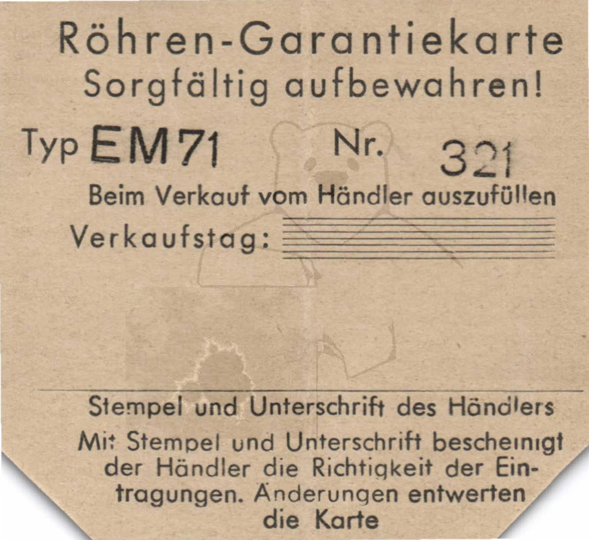 Garantiekarte EM71 Lorenz Seite 1