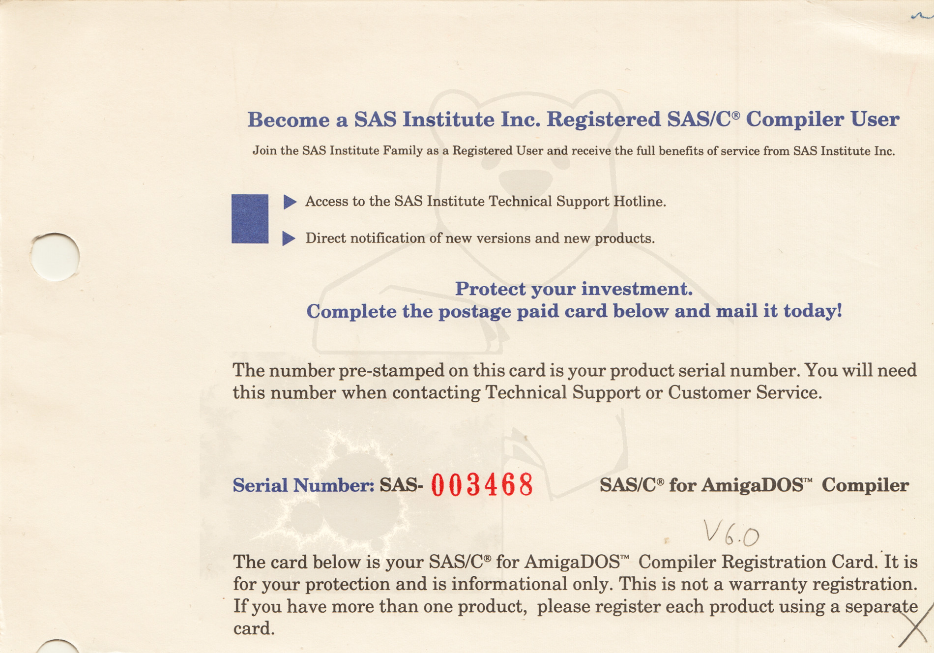SAS/C (Lattice) - Registrierung