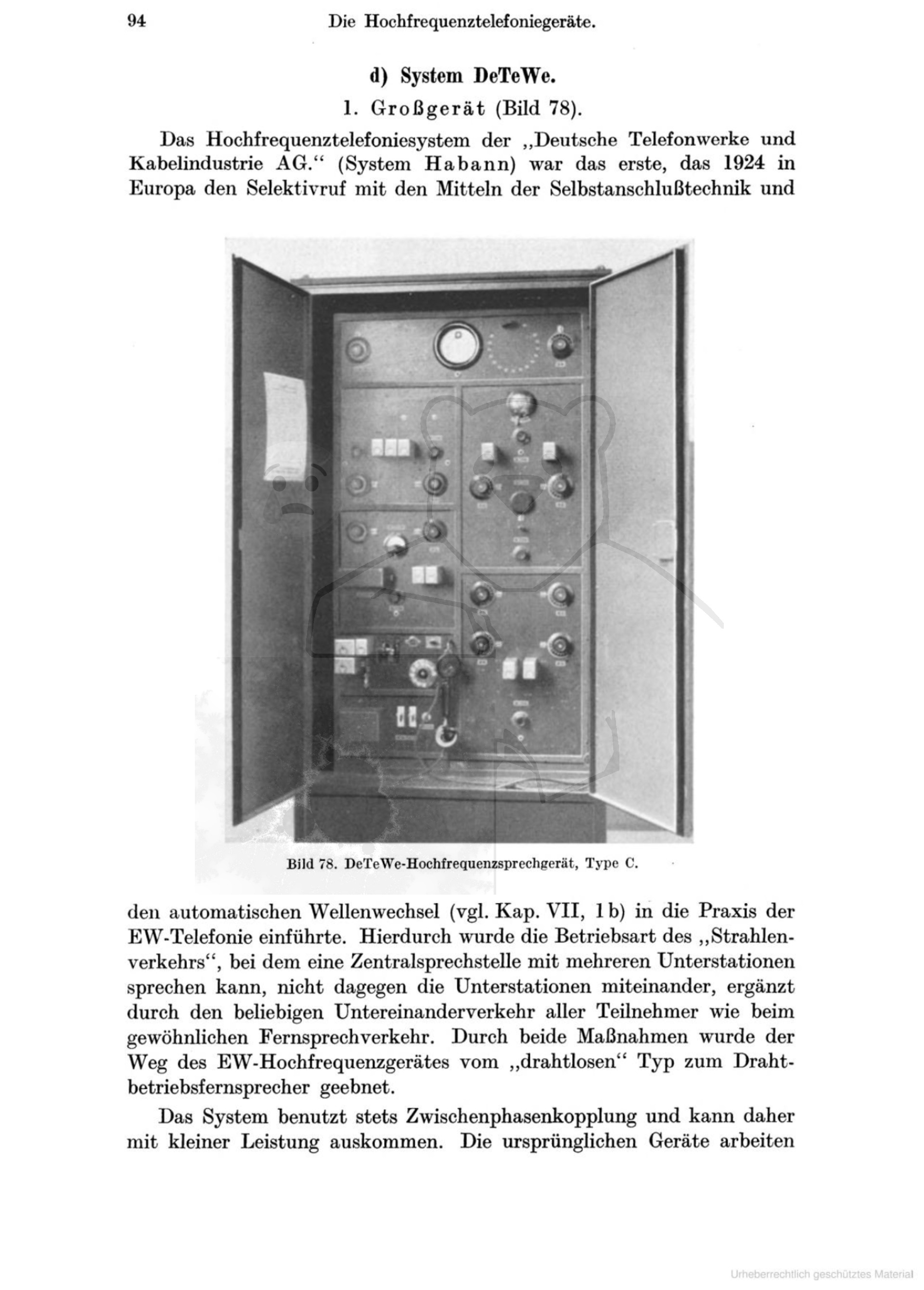 Hochfrequenz-Nachrichtentechnik für Elektrizitätswerke 94