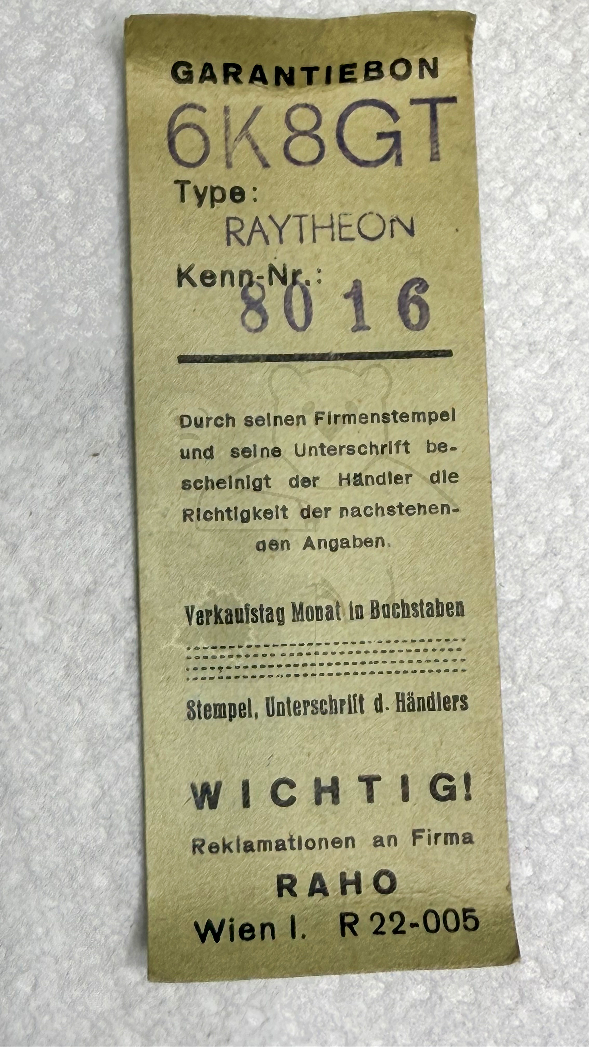 Röhre 6K8GT #3854 Verpackung Bild 9