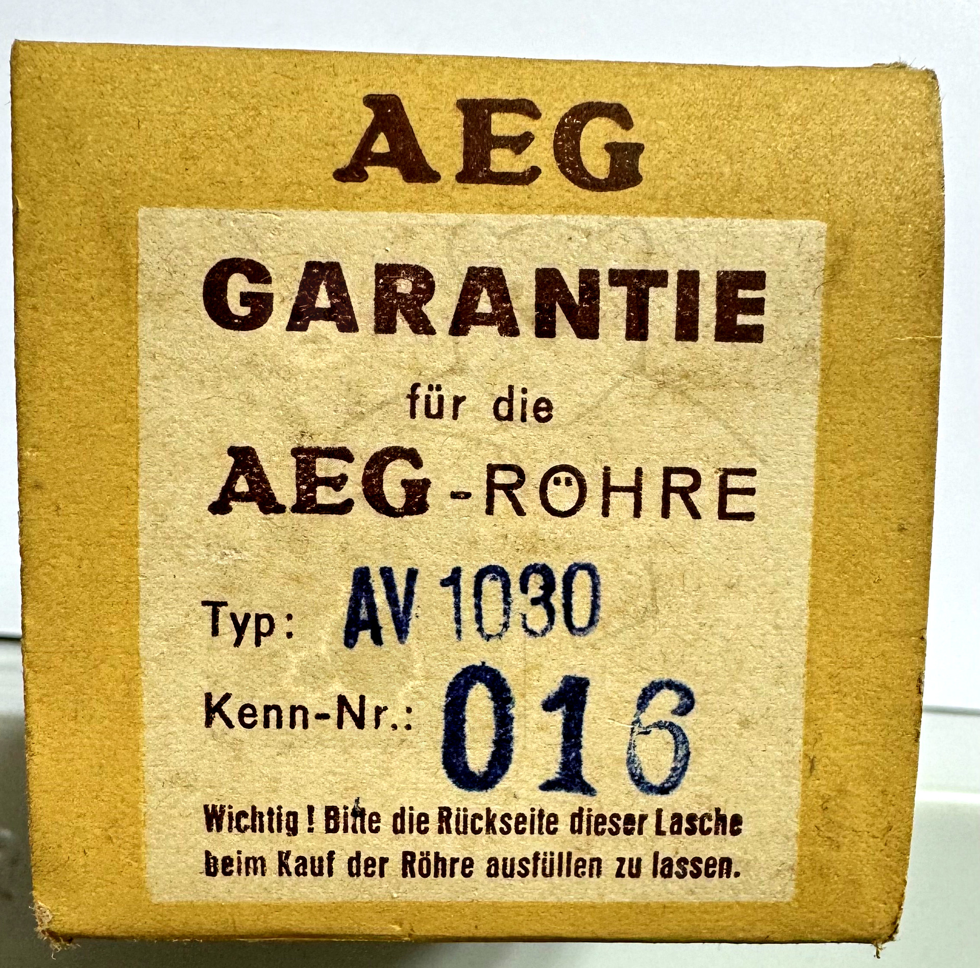 Röhre AV1030 #6443 Verpackung Bild 4