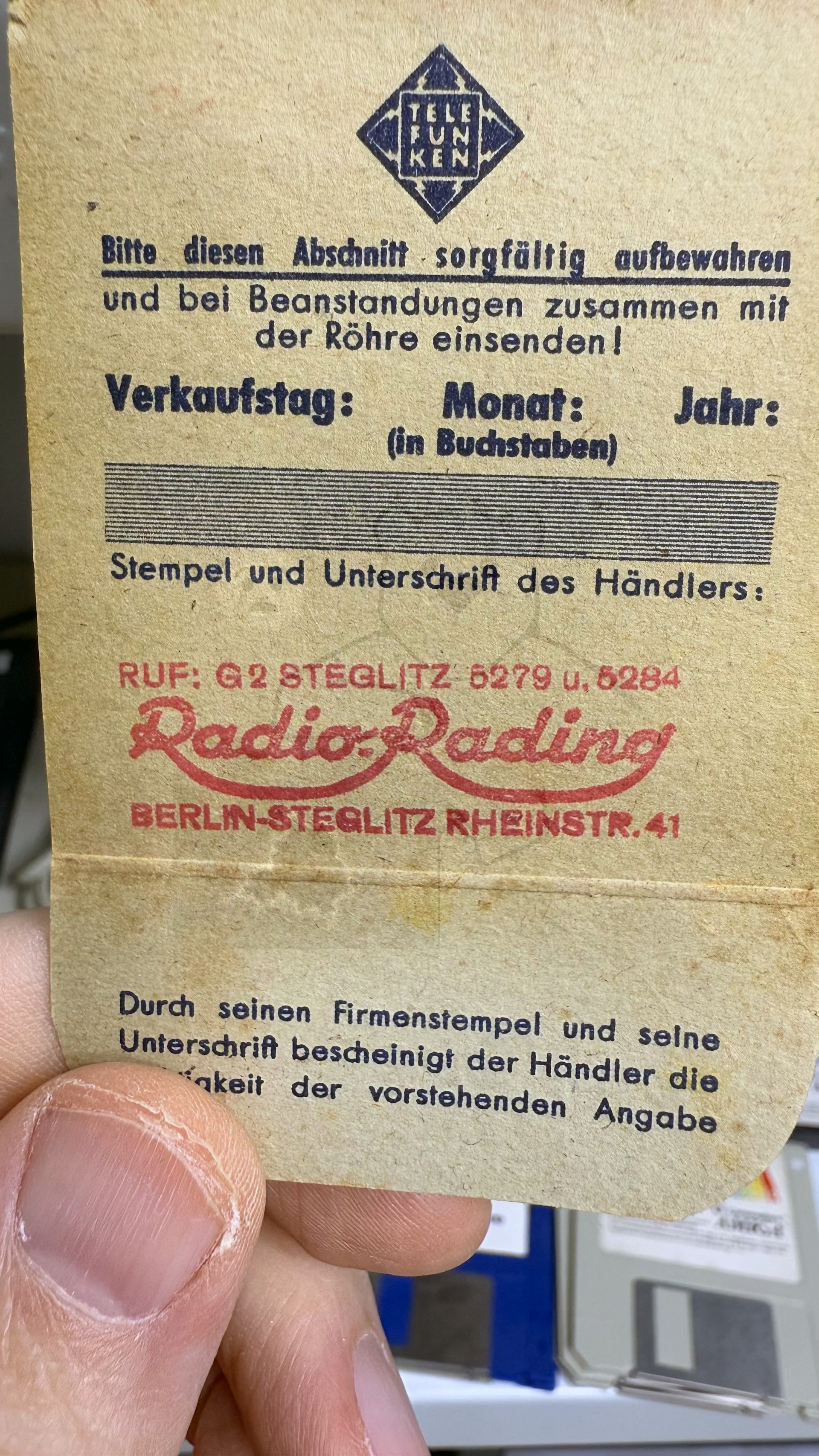 Röhre CL1 #7262 Verpackung Bild 1