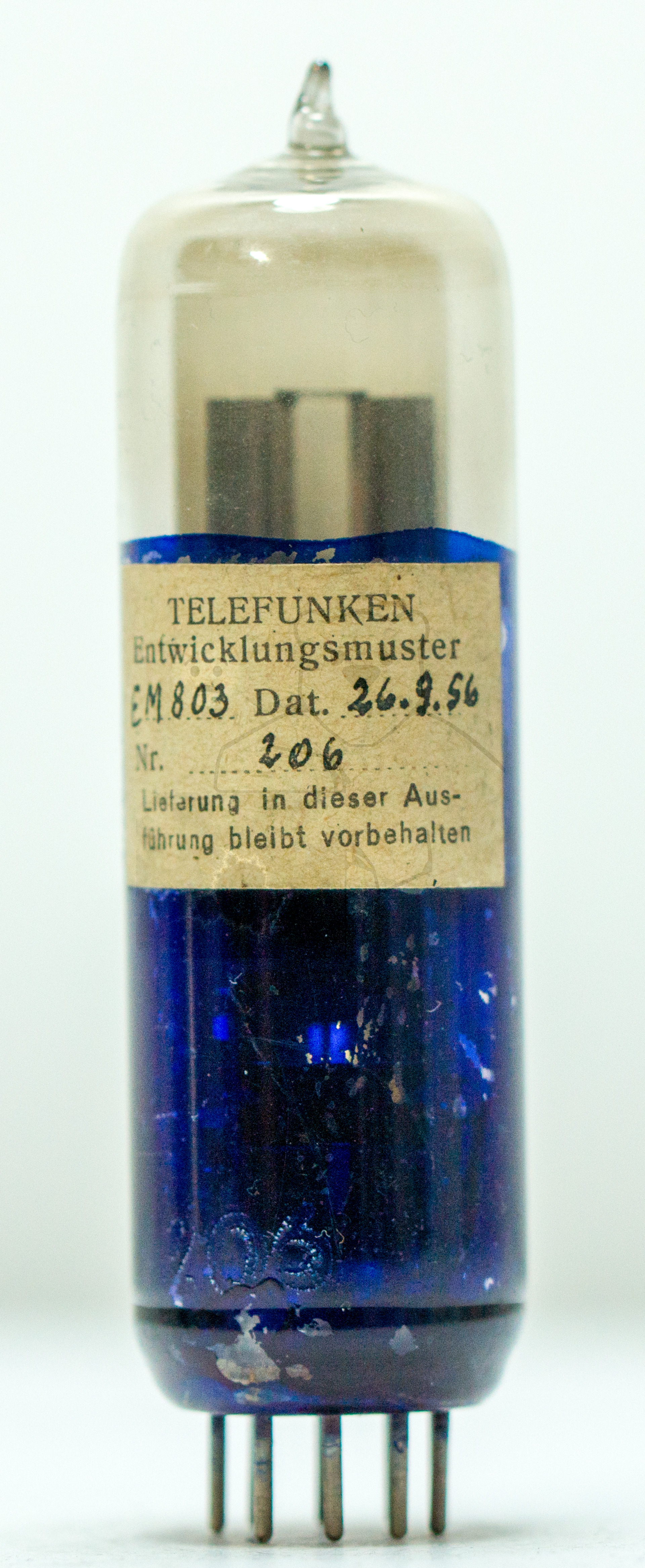 Röhre EM803 Entwicklungsmuster vom 26-09-1956 #7774 Original Lackierung Bild 01