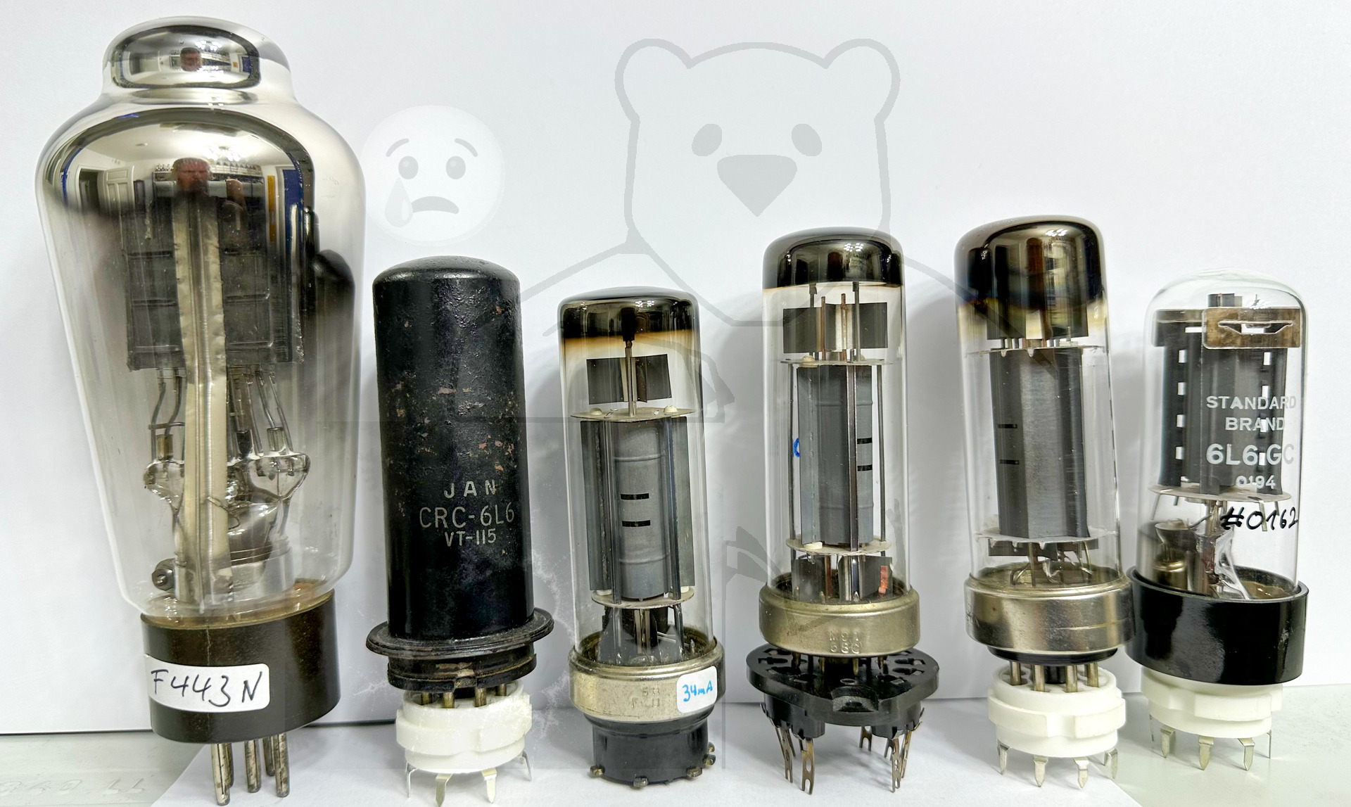 Röhre F443N 6L6 EL6 EL60 EL34 6L6GC im Vergleich