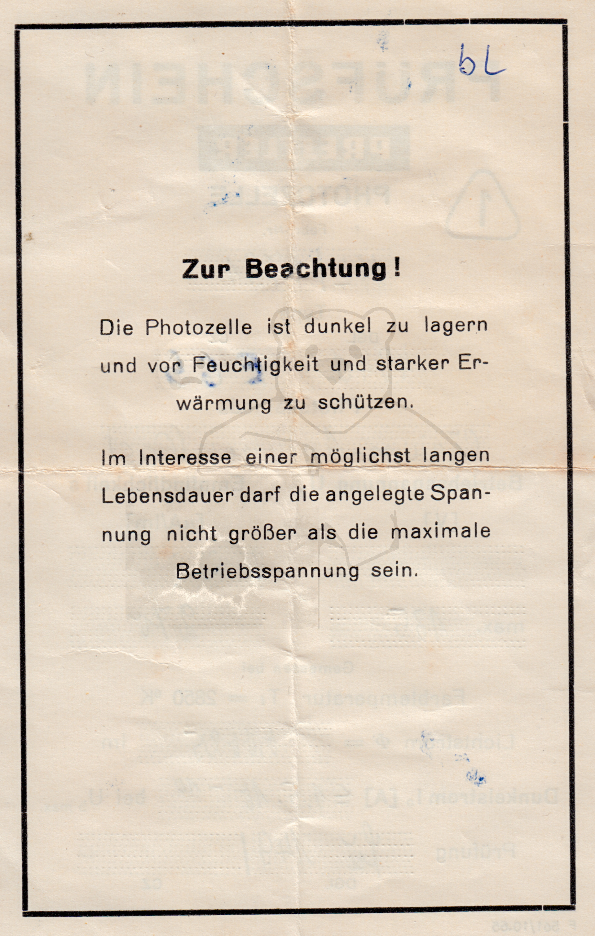 Röhre Fotozelle EG5 #8209 PrĂŒfschein Bild 2