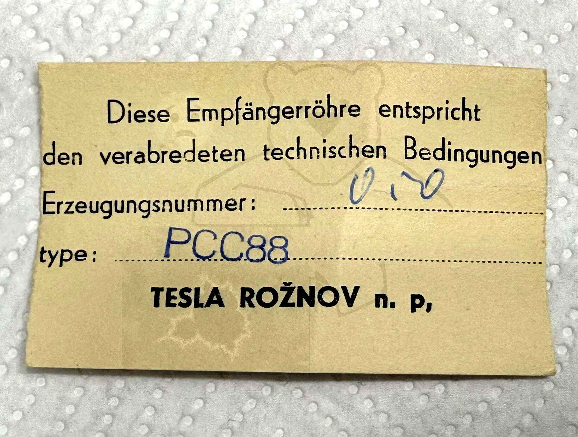 Röhre PCC88 #3928 Garantieschein Bild 1