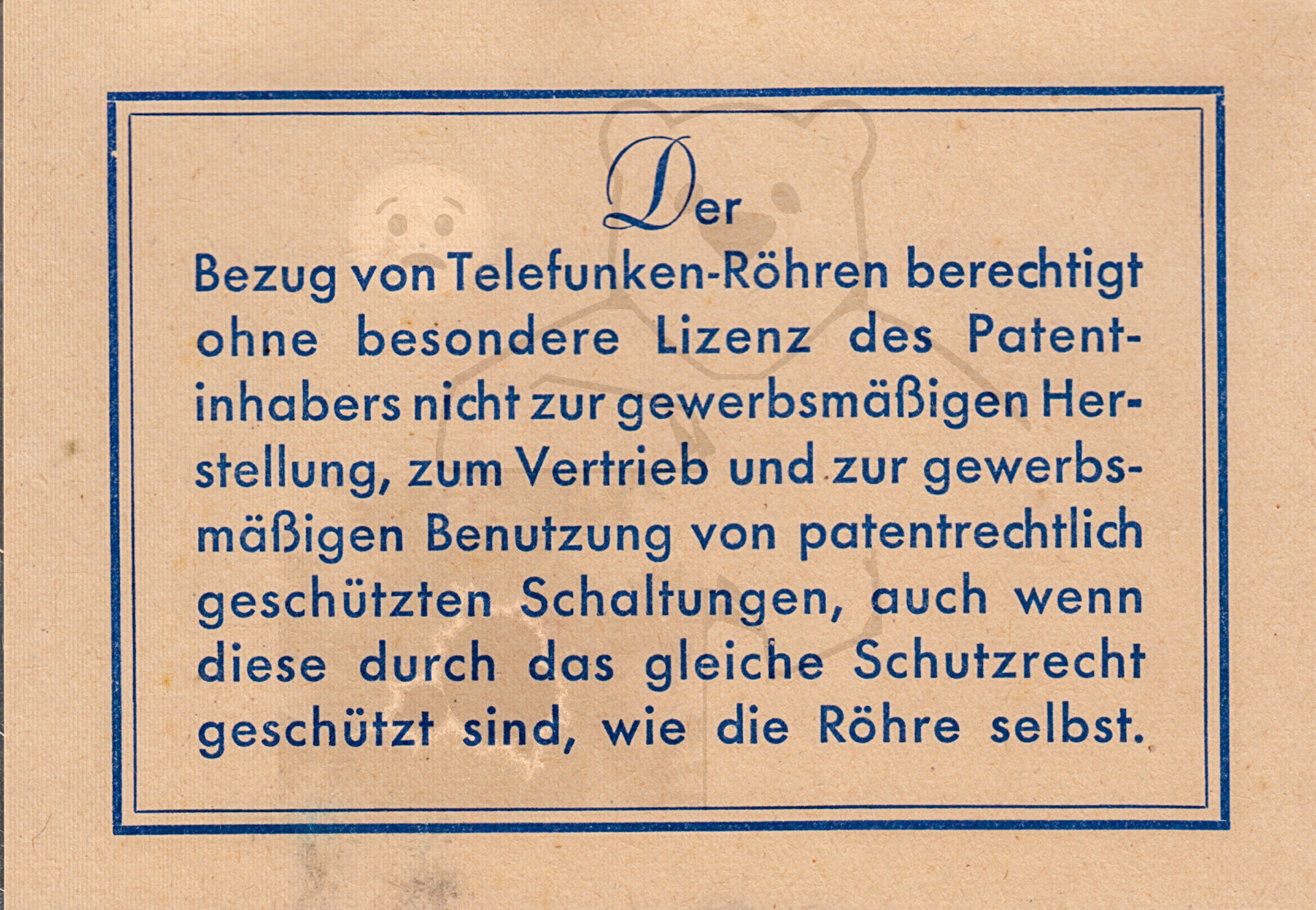 Röhre REN1826 Patenthinweis