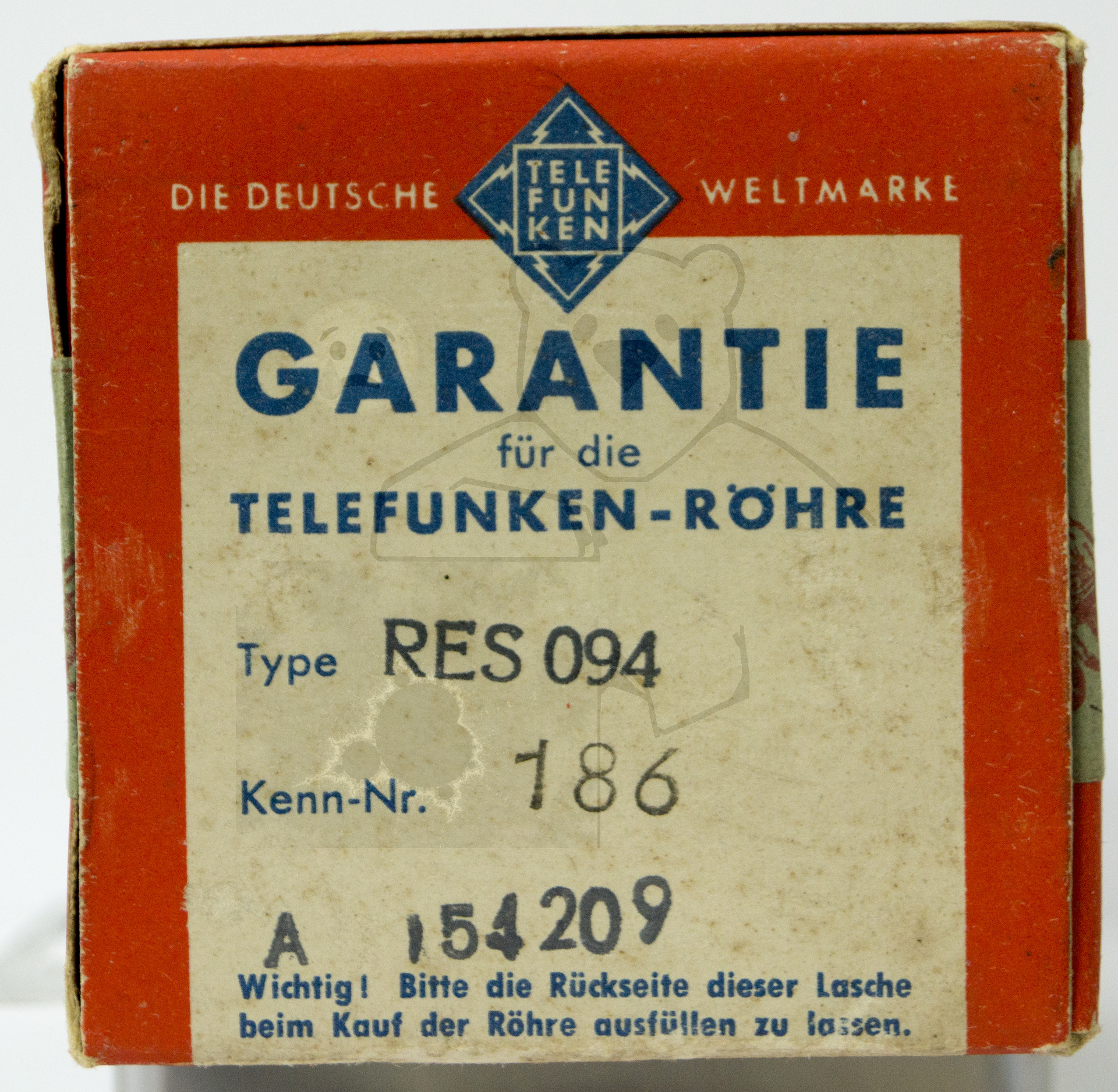 Röhre RES094 mit Fehldruck auf RE094 #8069 Verpackung Bild 3