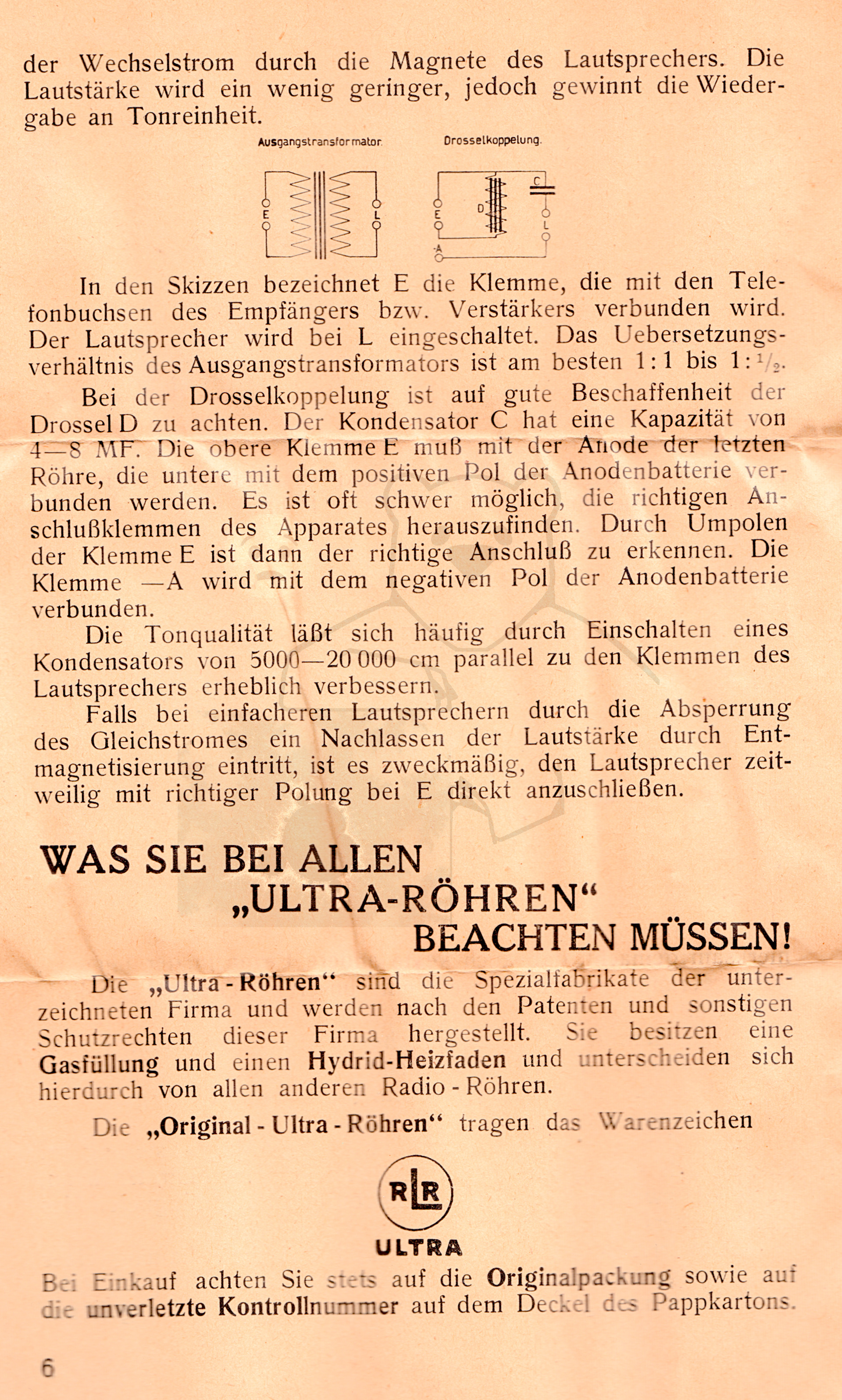 Röhre Ultra Orchestron 4 Beilagebroschüre Seite 6