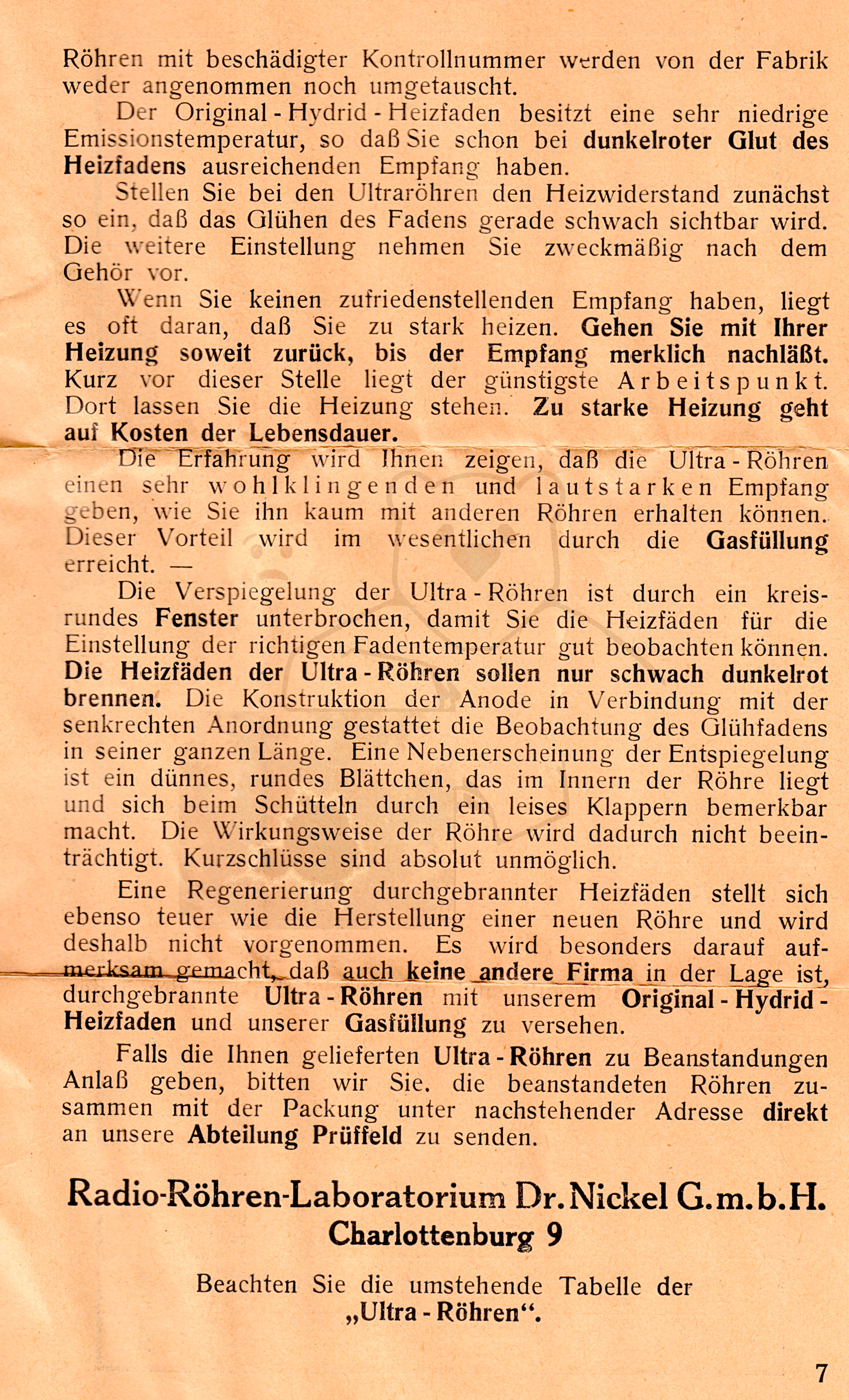 Röhre Ultra Orchestron 4 Beilagebroschüre Seite 7