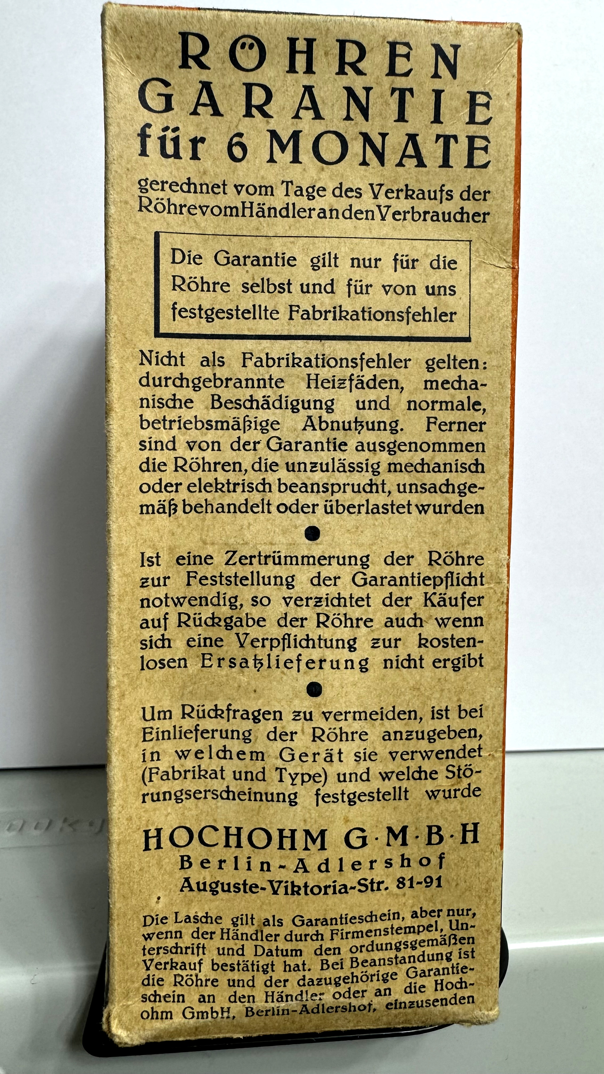 Röhre VG2908 #3511 Verpackung Bild 2