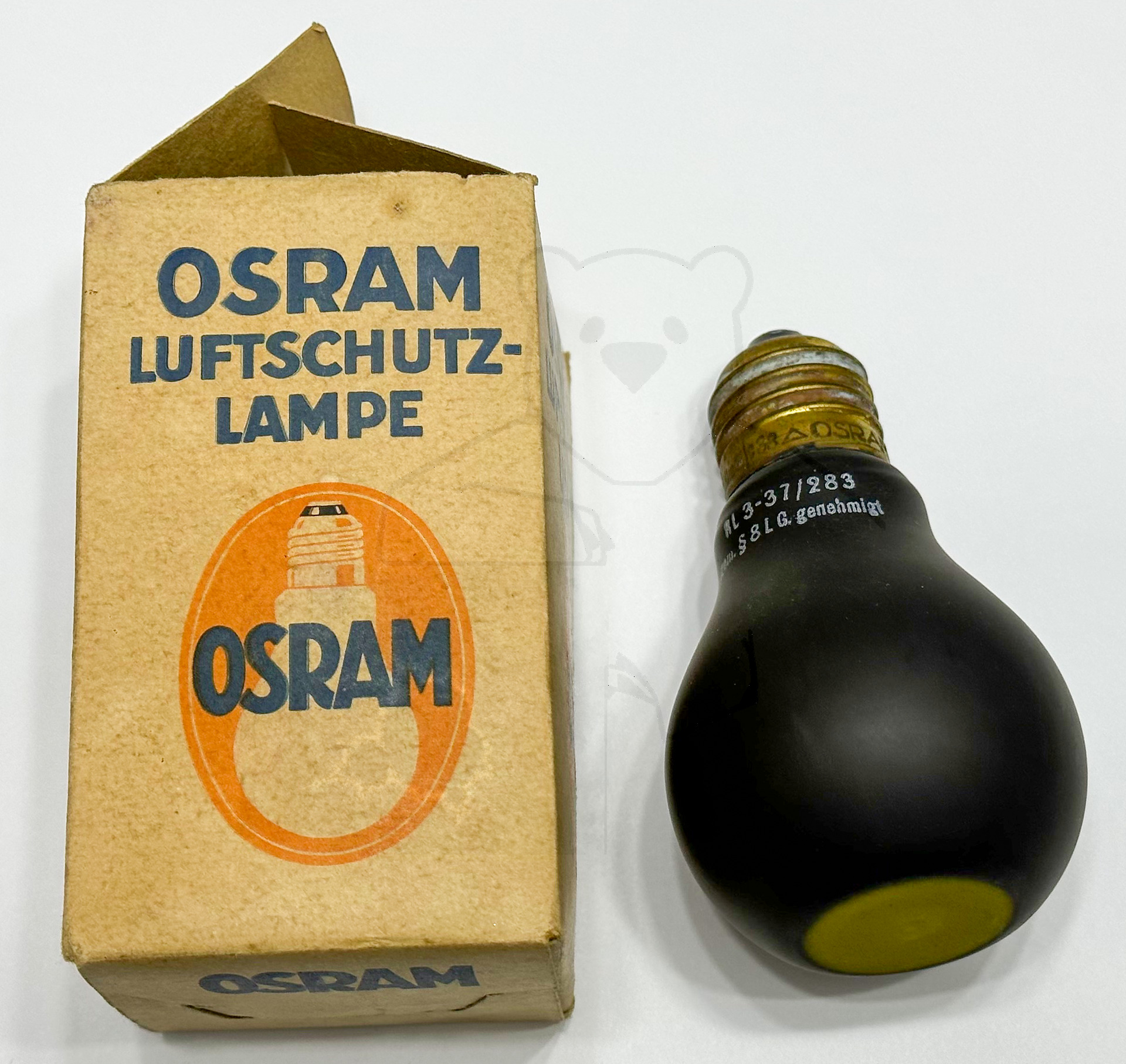 Luftschutzlampe von Osram, ca. 1940 - Verpackung und Lampe